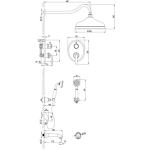 Душевая система Lemark Brava с изливом, золото (LM4722G)
