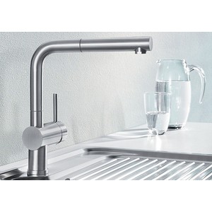 Смеситель для кухни Blanco Linus-S выдвижной излив, рычаг справа, полированная сталь (517184)