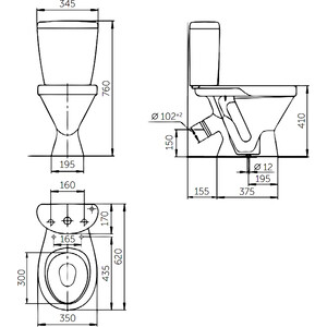 Унитаз-компакт Rosa Элегант с сиденьем, коричневый (4620008195681)
