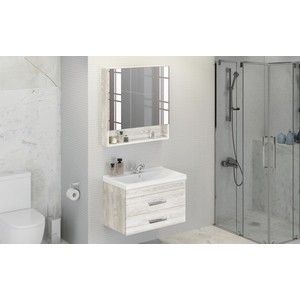 Зеркальный шкаф Comforty Никосия 80 дуб белый (00004138838)