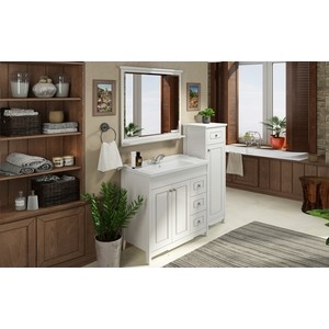 Зеркало с полкой Comforty Тбилиси 90 белый глянец (00003132632)