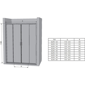 Душевая дверь Ravak Blix BLDP4 200 матовая Грапе, белый (0PVA0100ZG)