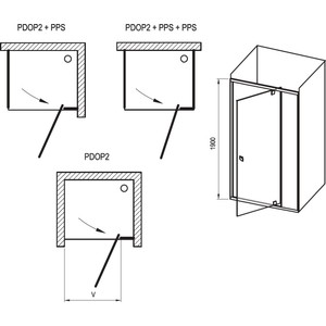 Душевая дверь Ravak Pivot PDOP2 120 прозрачная, хром (03GG0C00Z1)