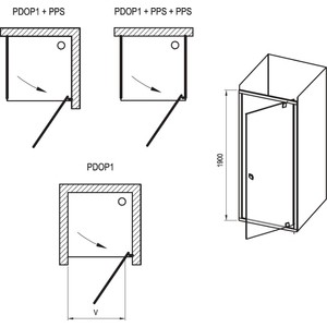 Душевая дверь Ravak Pivot PDOP1 80 прозрачная Транспарент, хром (03G40C00Z1)