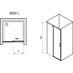 Душевая дверь Ravak Matrix MSD2 110 прозрачная, белый, левая (0WLD0100Z1)