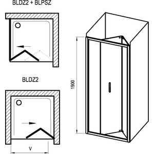 Душевая дверь Ravak Blix BLDZ2 70 прозрачная, хром (X01H10C00Z1)