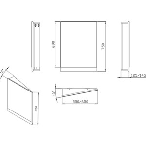 Зеркало Ravak 10 550 правое, темный орех (X000001075)