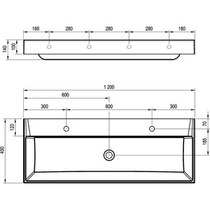 Раковина двойная Ravak Natural Duo 120х45 (XJO01212000)