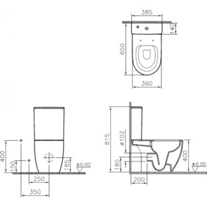 Унитаз-компакт безободковый Vitra Sento Rim-Ex Open-Back с тонким сиденьем микролифт (9830B003-7204)