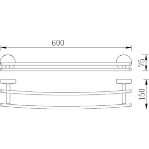 Полотенцедержатель Rush Fiji двойной 60 см, хром (FI18532)