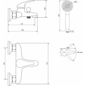 Смеситель для ванны Славен Прораб хром (СЛ-ОД-П30)