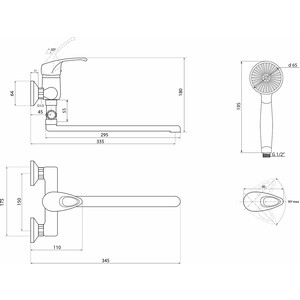 Смеситель для ванны Славен Прораб универсальный, хром (СЛ-ОД-Р31)