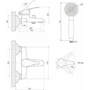 Смеситель для ванны Славен Дача хром (СЛ-ОД-В30)