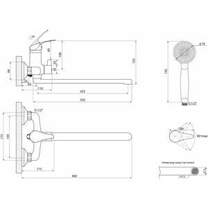Смеситель для ванны Славен Дача универсальный, хром (СЛ-ОД-В31)