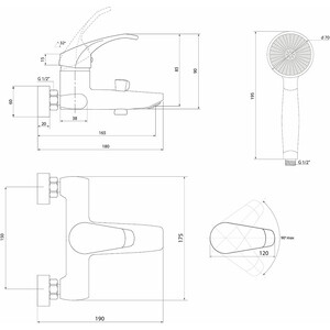 Смеситель для ванны Славен Город хром (СЛ-ОД-К30)