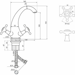 Смеситель для раковины Славен Город хром (СЛ-ДВ-И10)