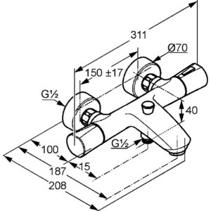 Термостат для ванны Kludi Zenta хром (351010538)