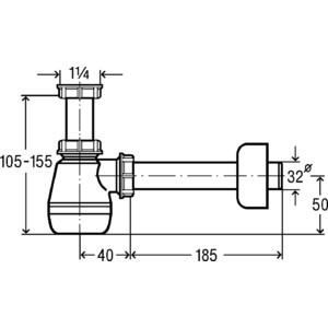 Сифон для раковины и биде Viega 5555K D32 с накидной гайкой 1 1/4, пластик, белый (120337)