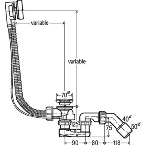Слив-перелив для ванны Viega Simplex 6168.46 удлиненный (595678)