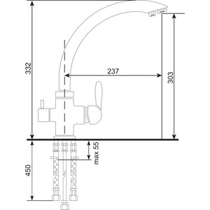 Смеситель для кухни Ulgran U-017 с подключением к фильтру, терракотовый (U-017-307)