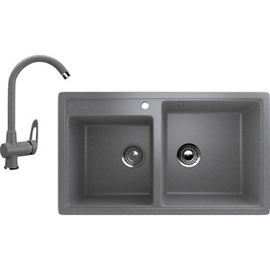 Кухонная мойка и смеситель Ulgran U-200 темно-серый