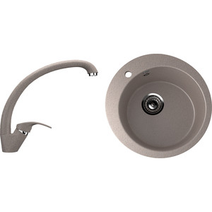 Кухонная мойка и смеситель Ulgran U-405 песочный