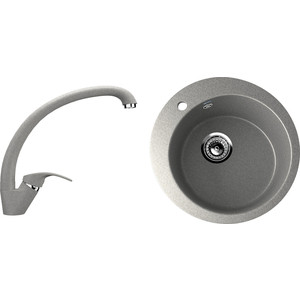 Кухонная мойка и смеситель Ulgran U-405 серый