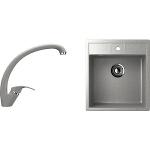 Кухонная мойка и смеситель Ulgran U-406 серый