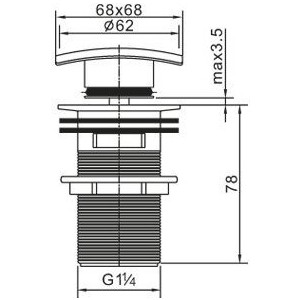 Донный клапан Cezares Click-clack с квадратной крышкой, хром (CZR-SCQ2-01)